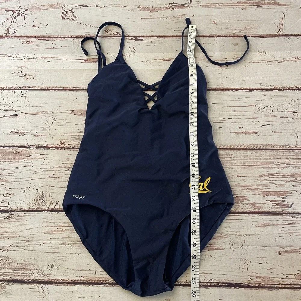 Nuyu NCAA California Golden Bears Criss Cross One Piece Swimsuit Navy Blue Small